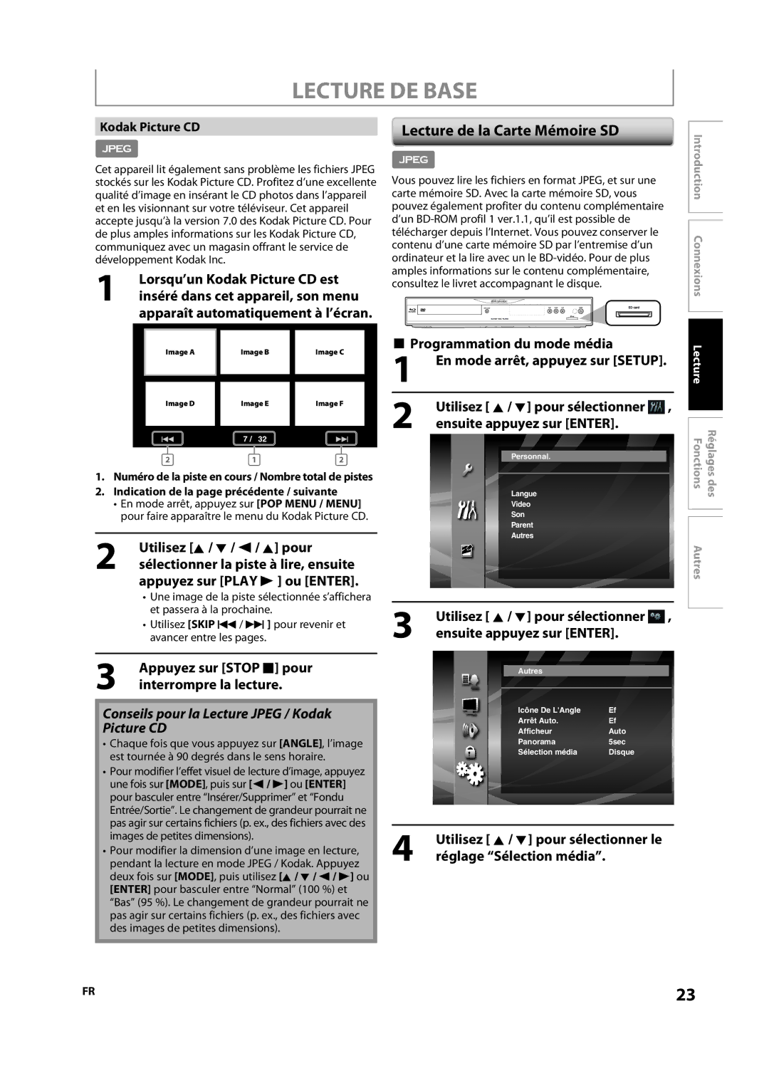 Sylvania NB501SL9 owner manual Programmation du mode média, Utilisez K / L pour sélectionner le réglage Sélection média 