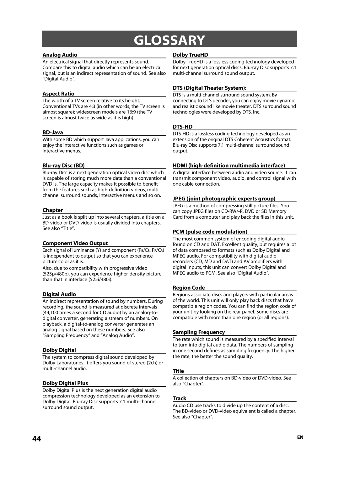 Sylvania NB501SL9 owner manual Glossary 