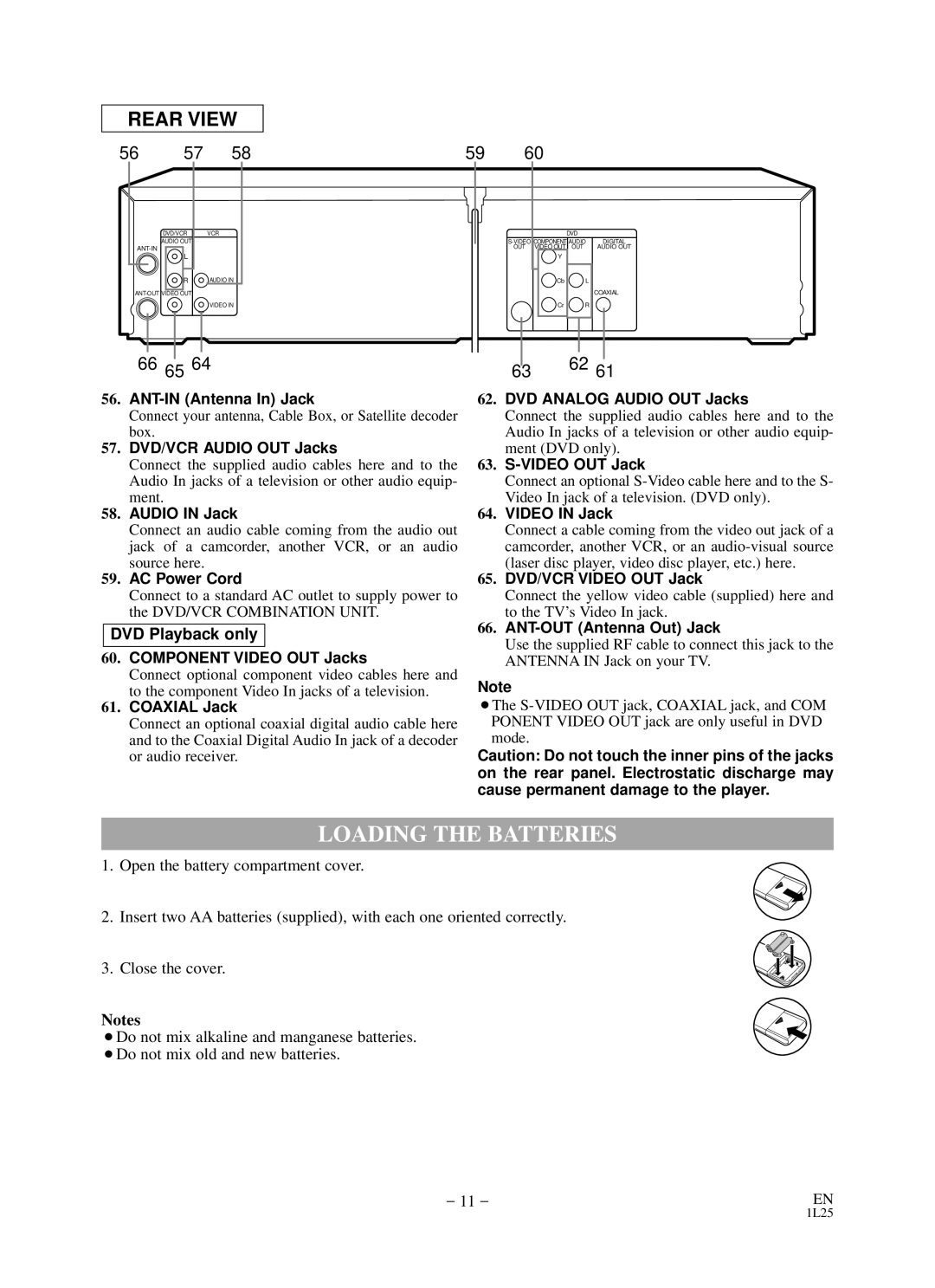 Sylvania RSDCD2203 owner manual Loading the Batteries 