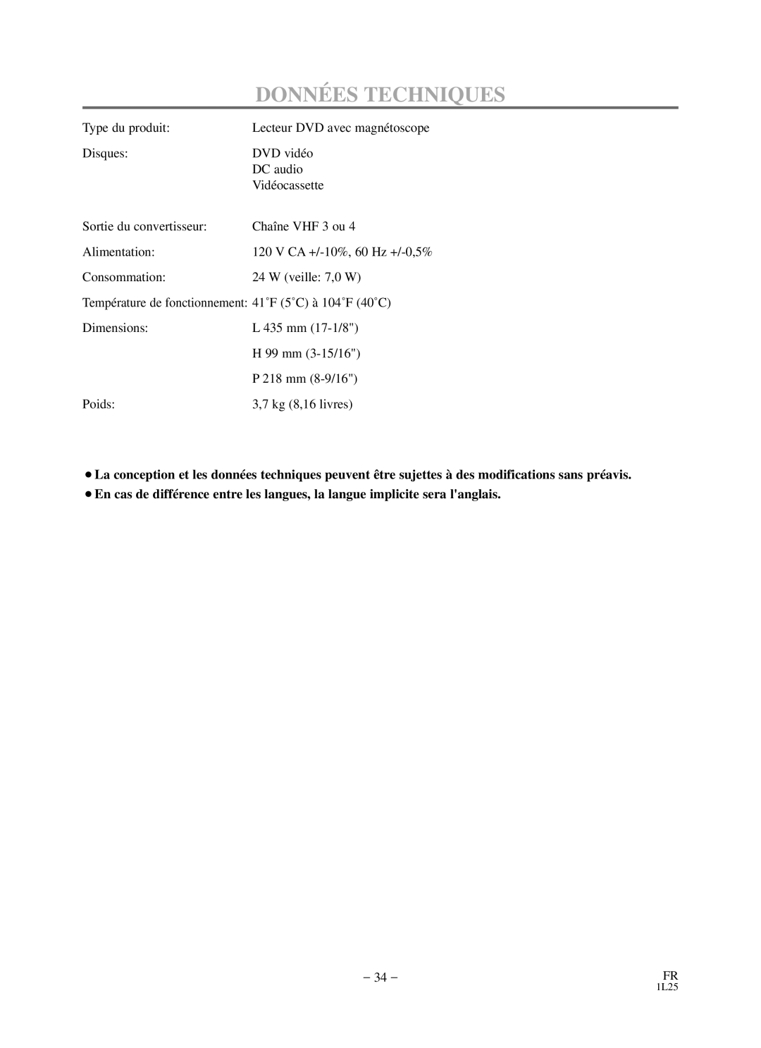 Sylvania RSDCD2203 owner manual Donné ES Techniques 