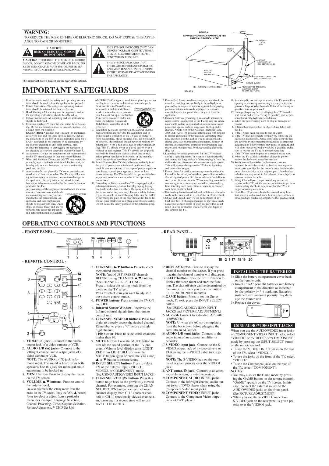 Sylvania RSDCF2703 owner manual Installing the Batteries, Do not Open 