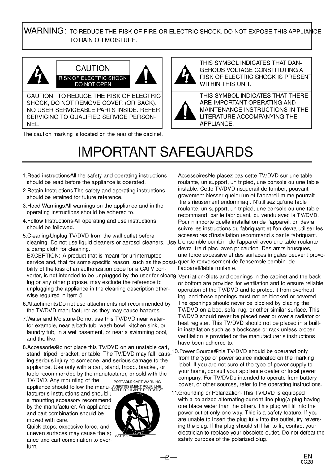 Sylvania RSEC520E owner manual Important Safeguards 