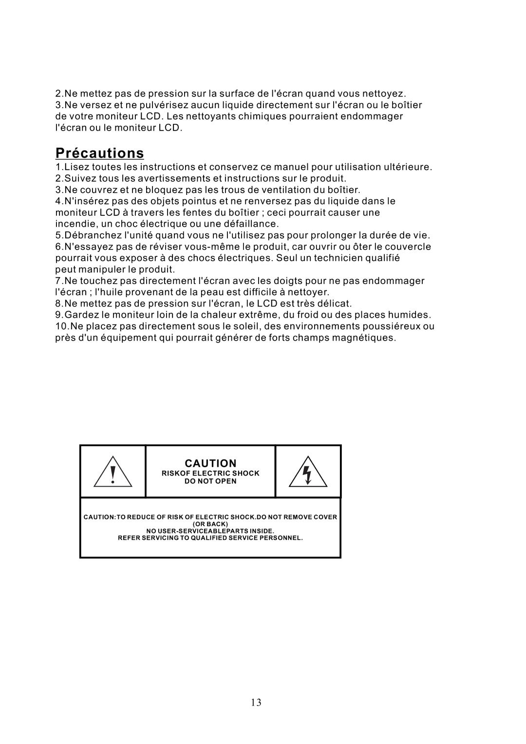 Sylvania SCM2401, SCM2201, SCM1901, SCM2001 user manual Précautions 