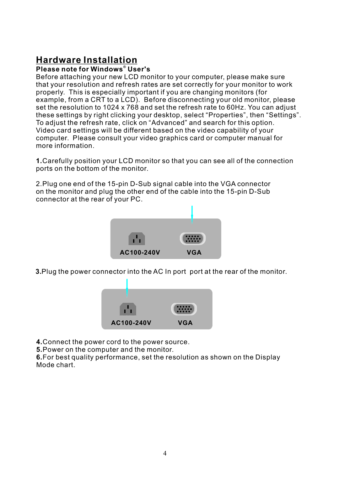 Sylvania SCM2201, SCM2401, SCM1901, SCM2001 user manual Hardware Installation, Please note for Windows Users 