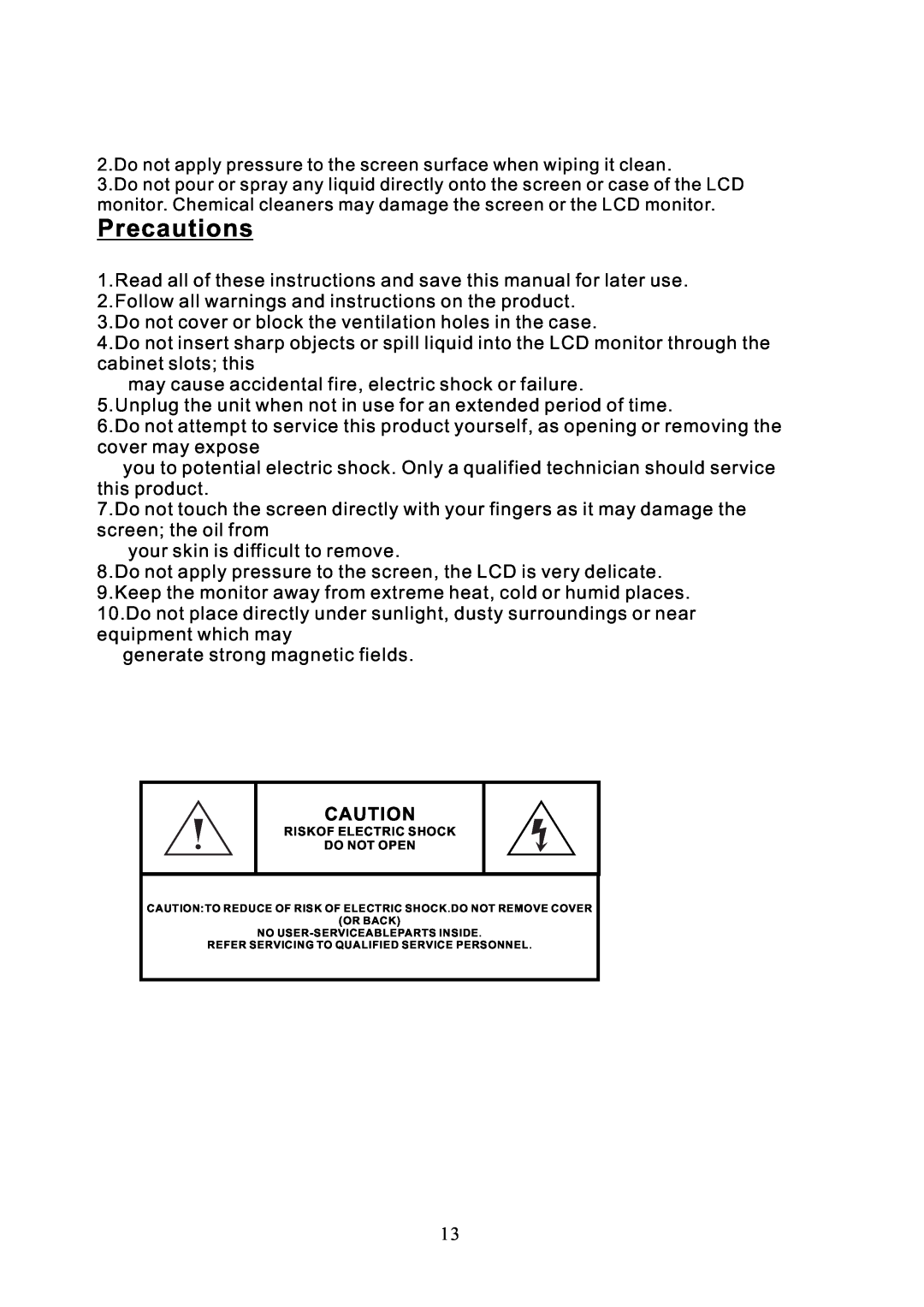 Sylvania SCM2401, SCM2201, SCM1901, SCM2001 user manual Precautions 