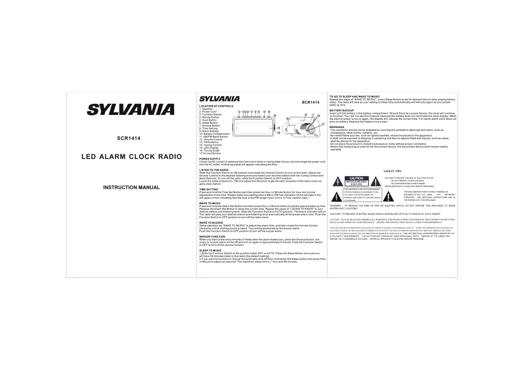 Sylvania SCR1414 manual 