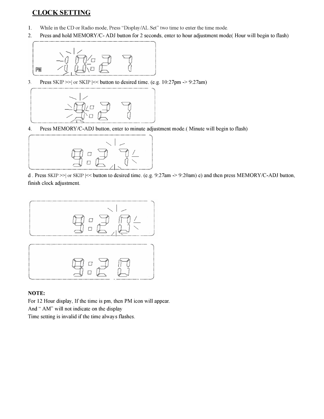 Sylvania SCR2608 operating instructions Clock Setting 