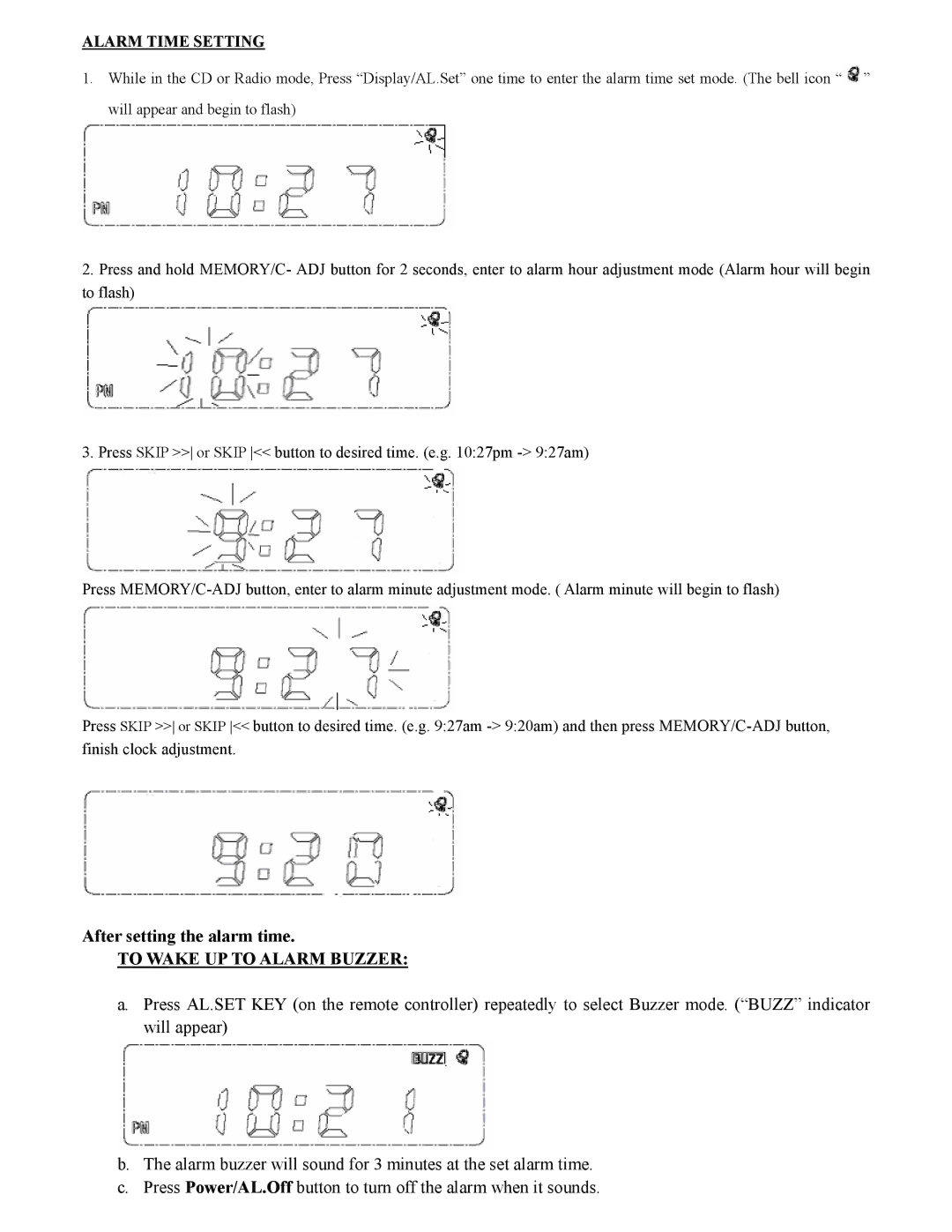 Sylvania SCR2608 operating instructions After setting the alarm time, To Wake UP to Alarm Buzzer 