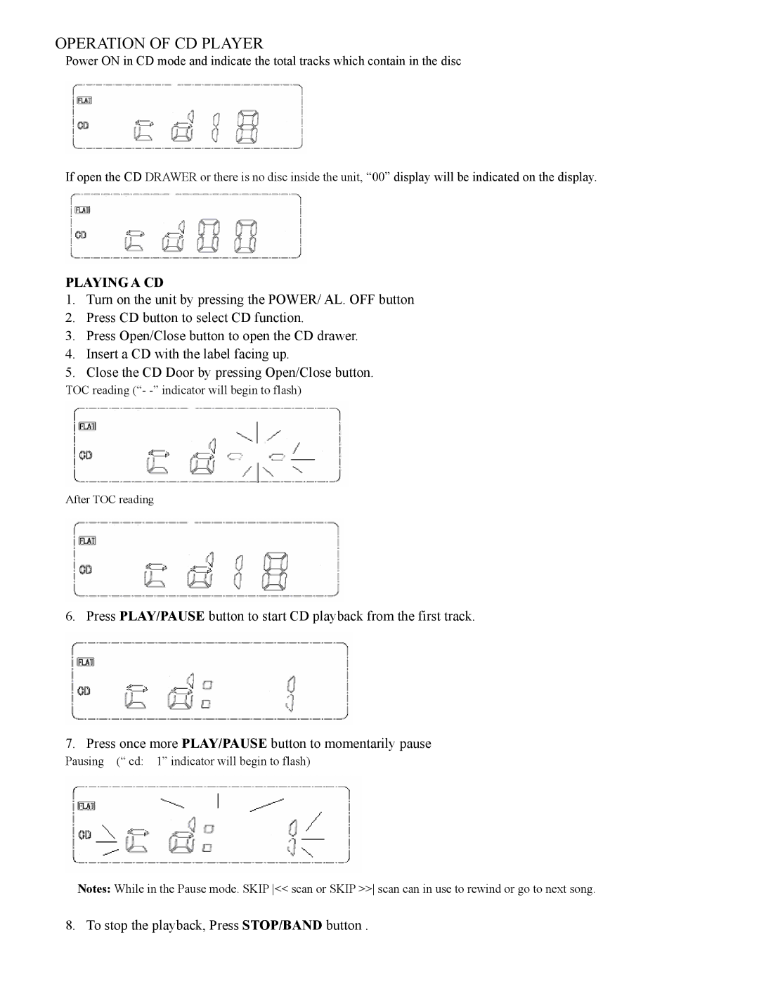 Sylvania SCR2608 operating instructions Operation of CD Player, Playing a CD 