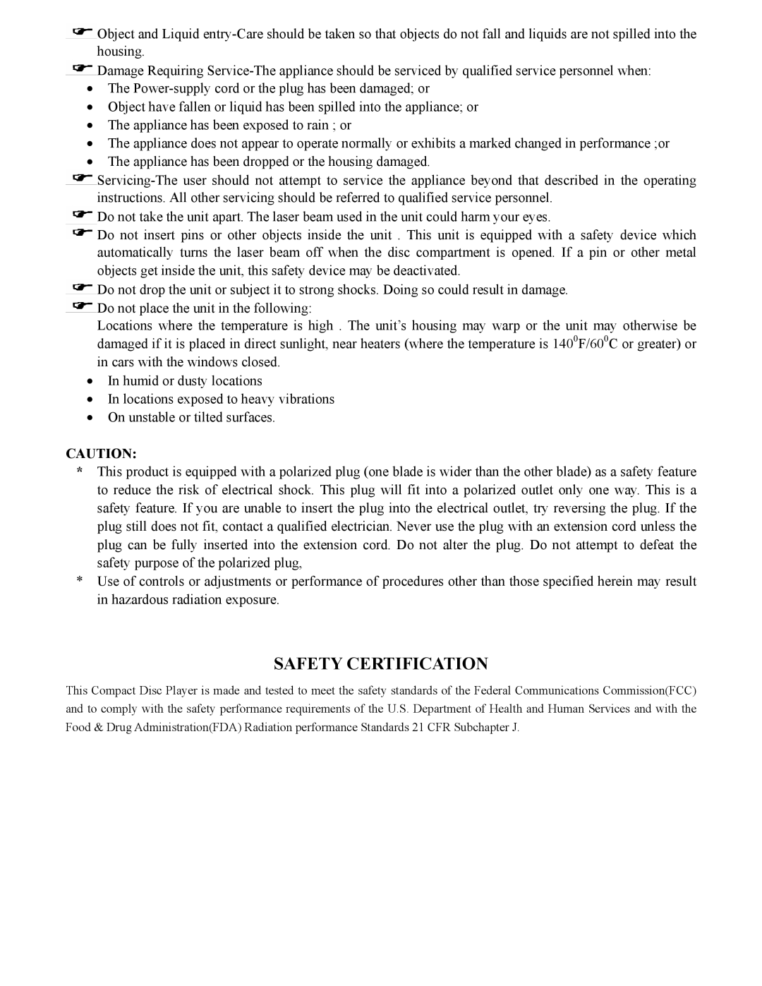 Sylvania SCR2608 operating instructions Safety Certification 