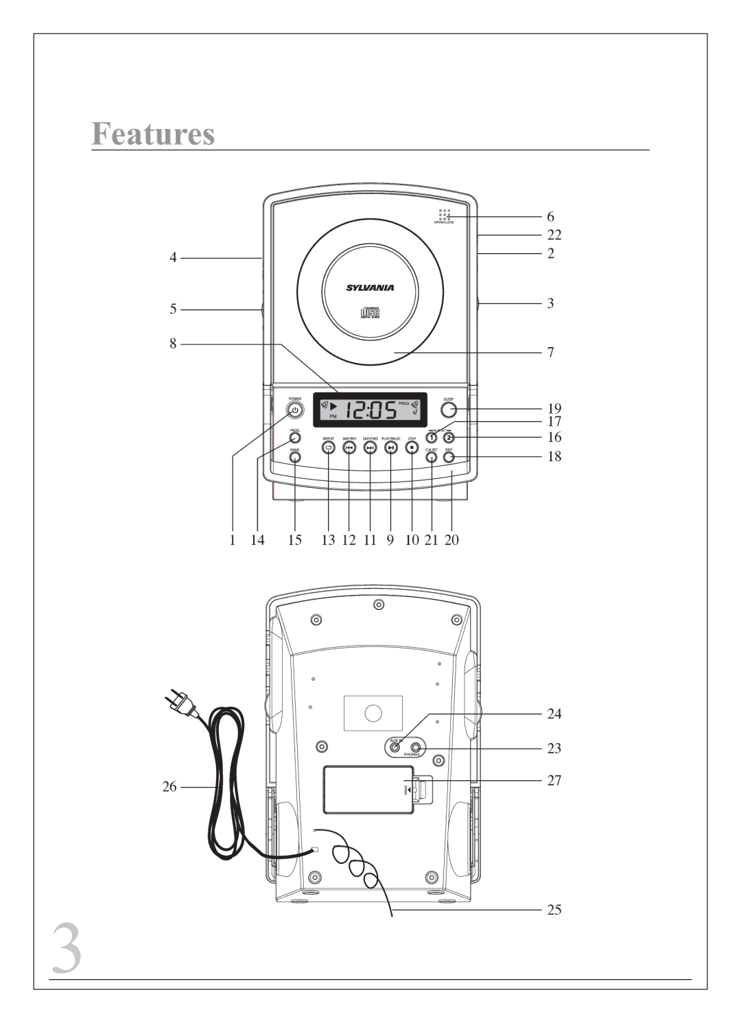 Sylvania SCR4947 owner manual Features 