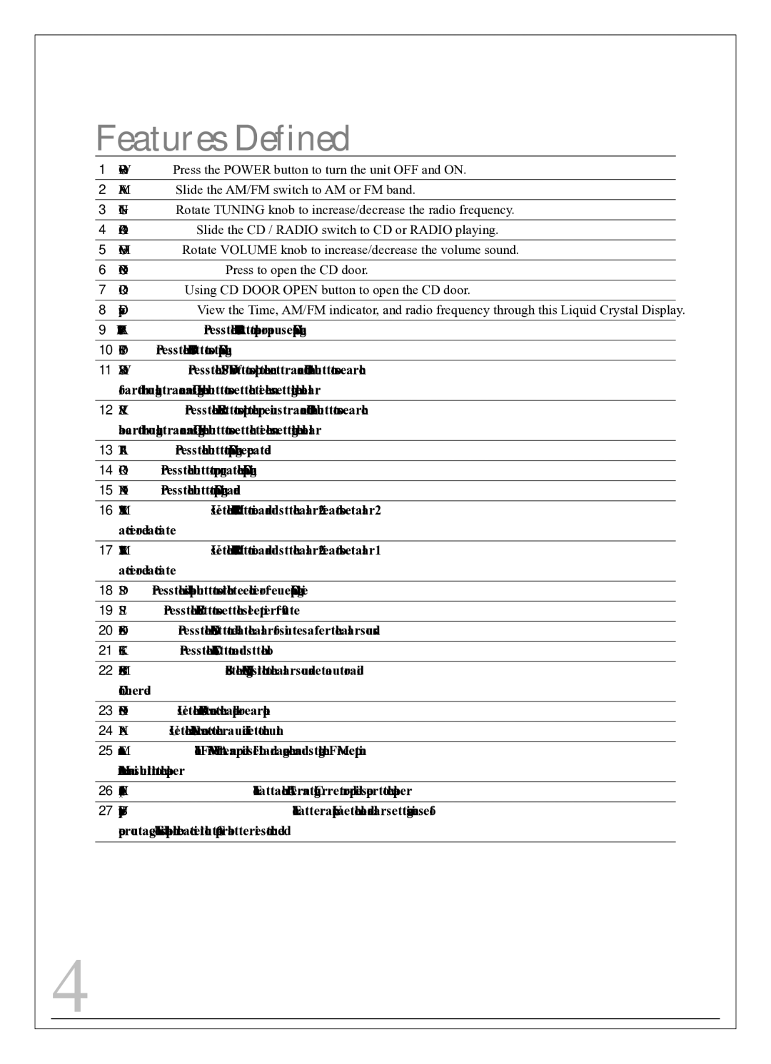 Sylvania SCR4947 owner manual Features Defined 