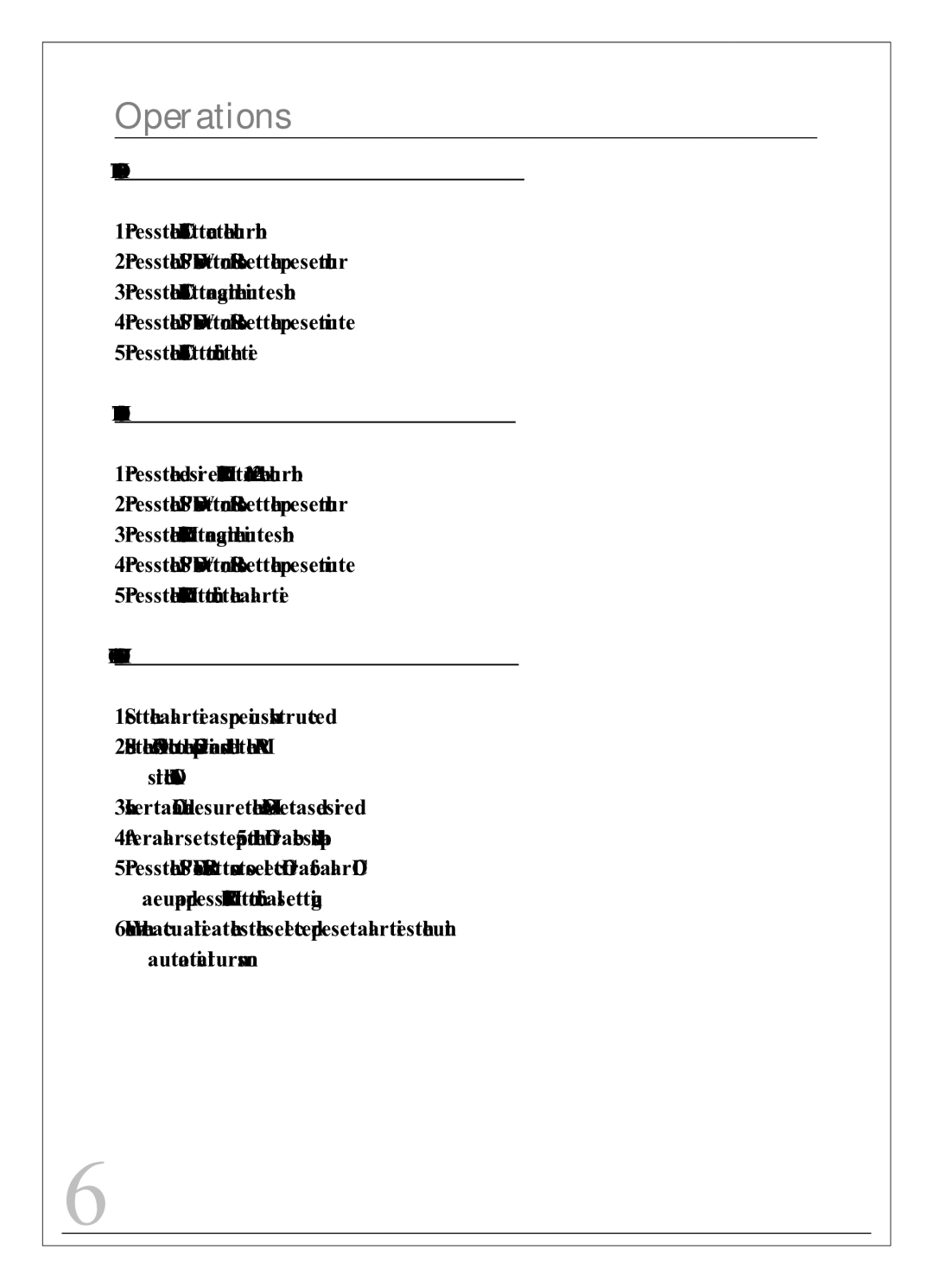 Sylvania SCR4947 owner manual Operations, To SET or Reset the Actual Time, To SET or Reset the Alarm Time 