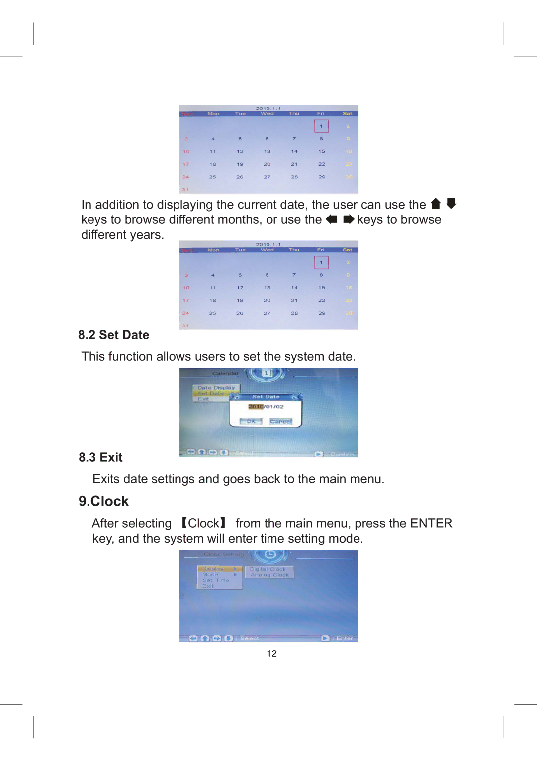 Sylvania SDPF1008 user manual Clock, Set Date 