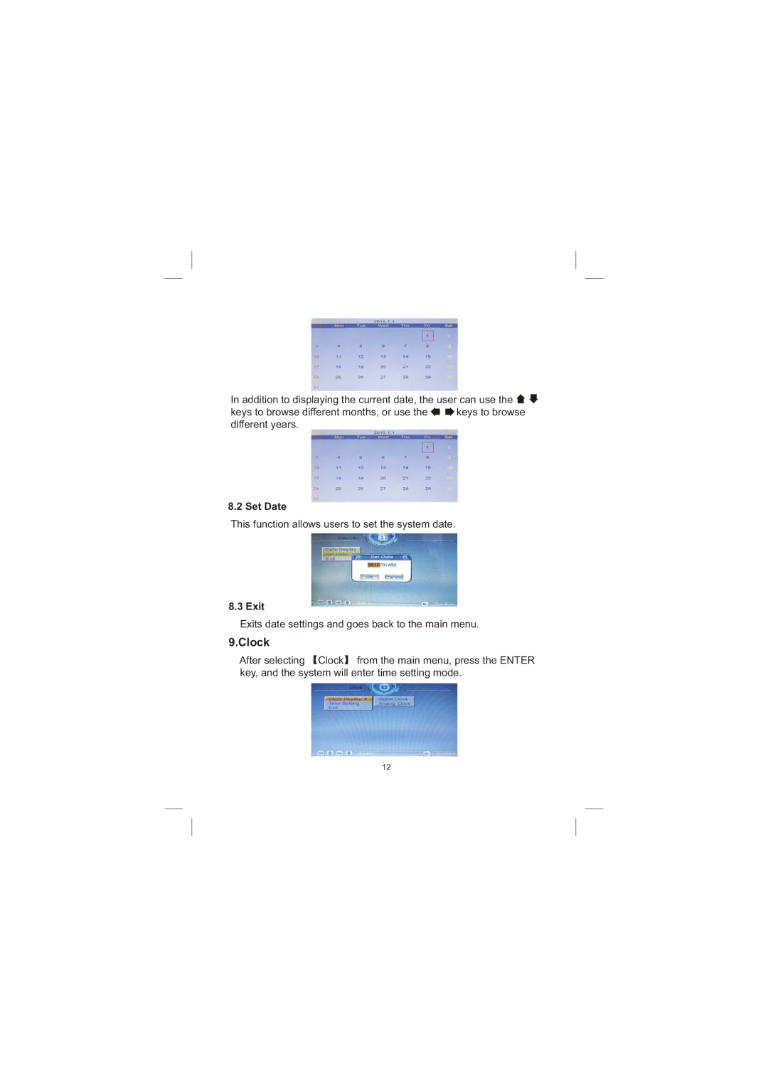 Sylvania SDPF1033 user manual Clock, Set Date 