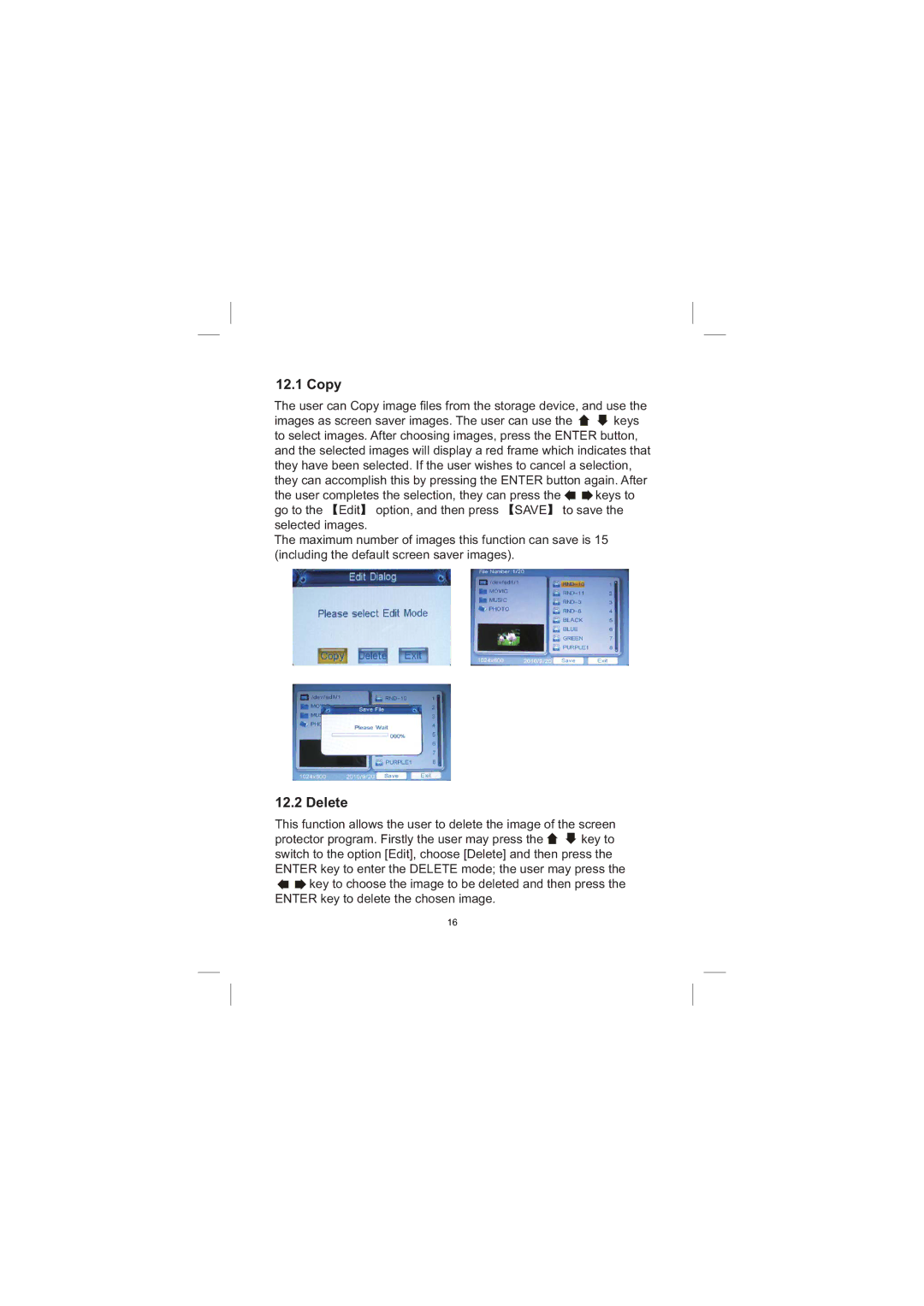 Sylvania SDPF1033 user manual Copy, Delete 