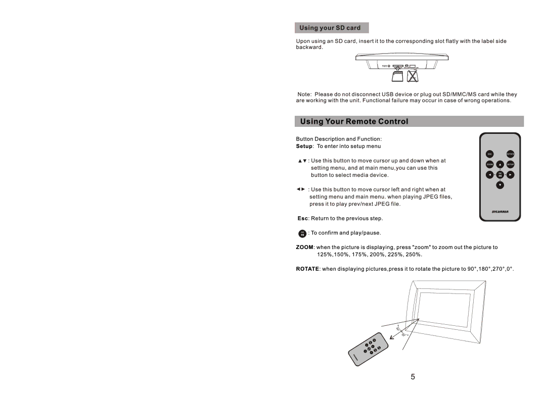 Sylvania SDPF1089 manual 