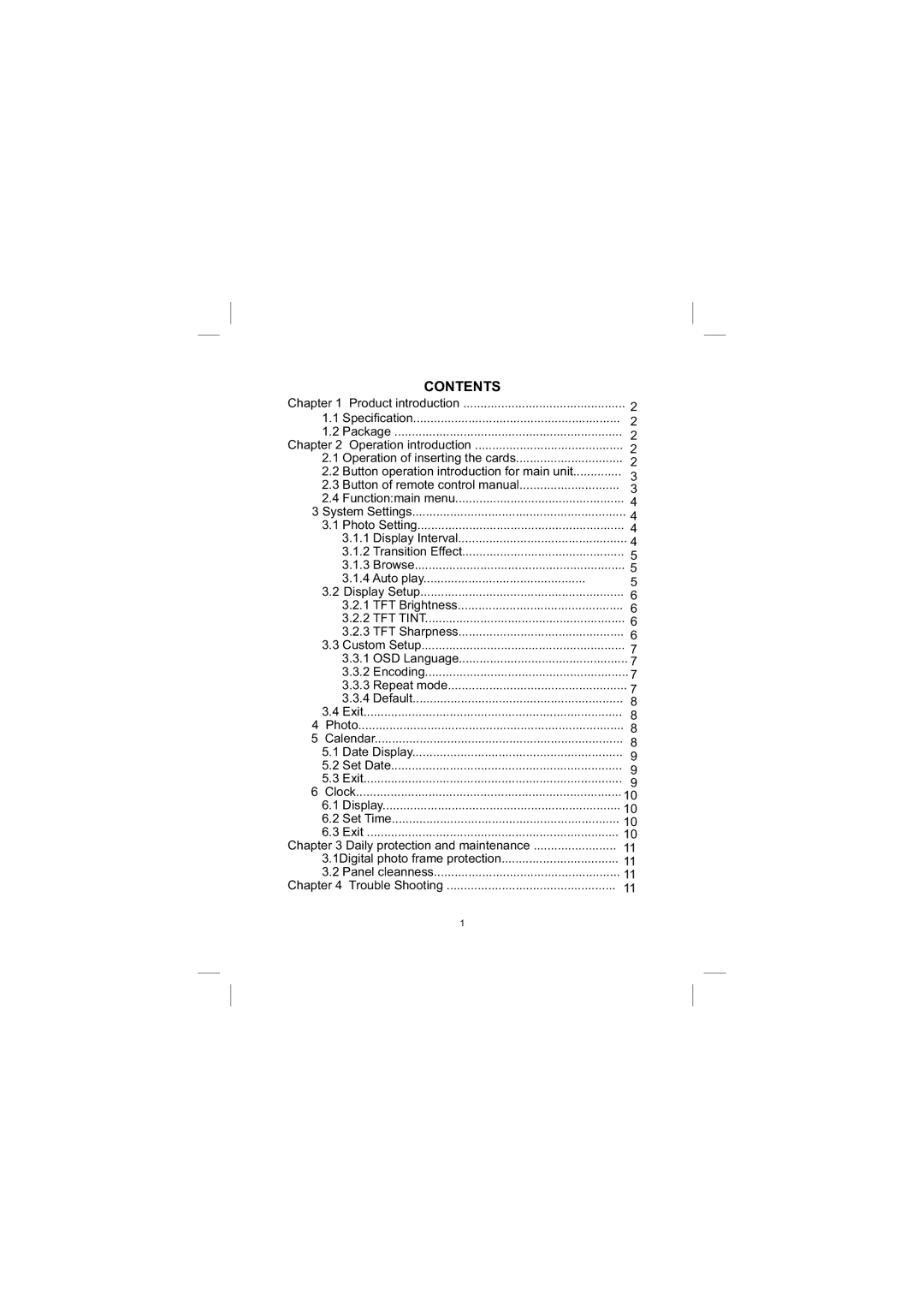 Sylvania SDPF833 user manual Contents 