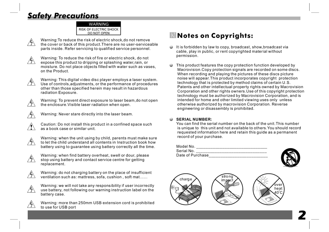 Sylvania SDVD1023 user manual Safety Precautions, Serial Number 