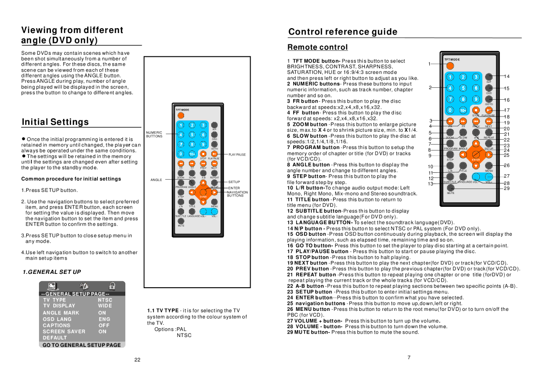 Sylvania SDVD7045 user manual Initial Settings, Remote control, Common procedure for initial settings 