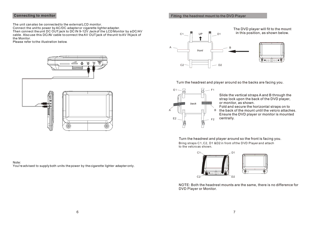 Sylvania SDVD8716D manual Connecting to monitor 