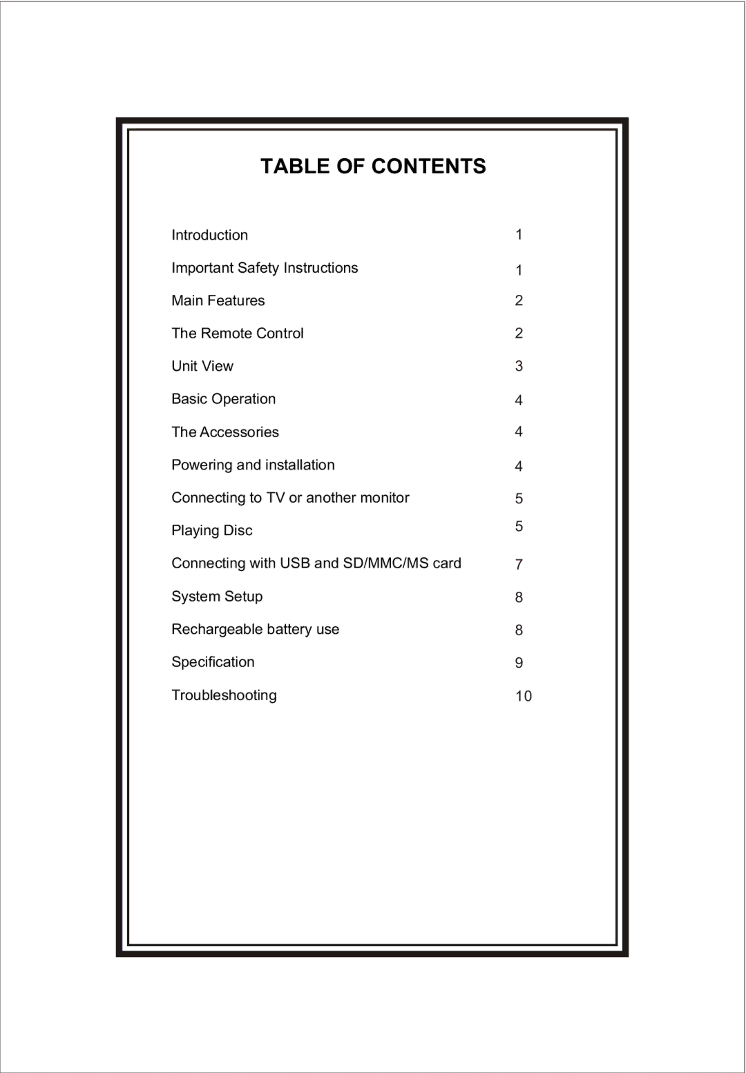 Sylvania SDVD9000 manual Table of Contents 