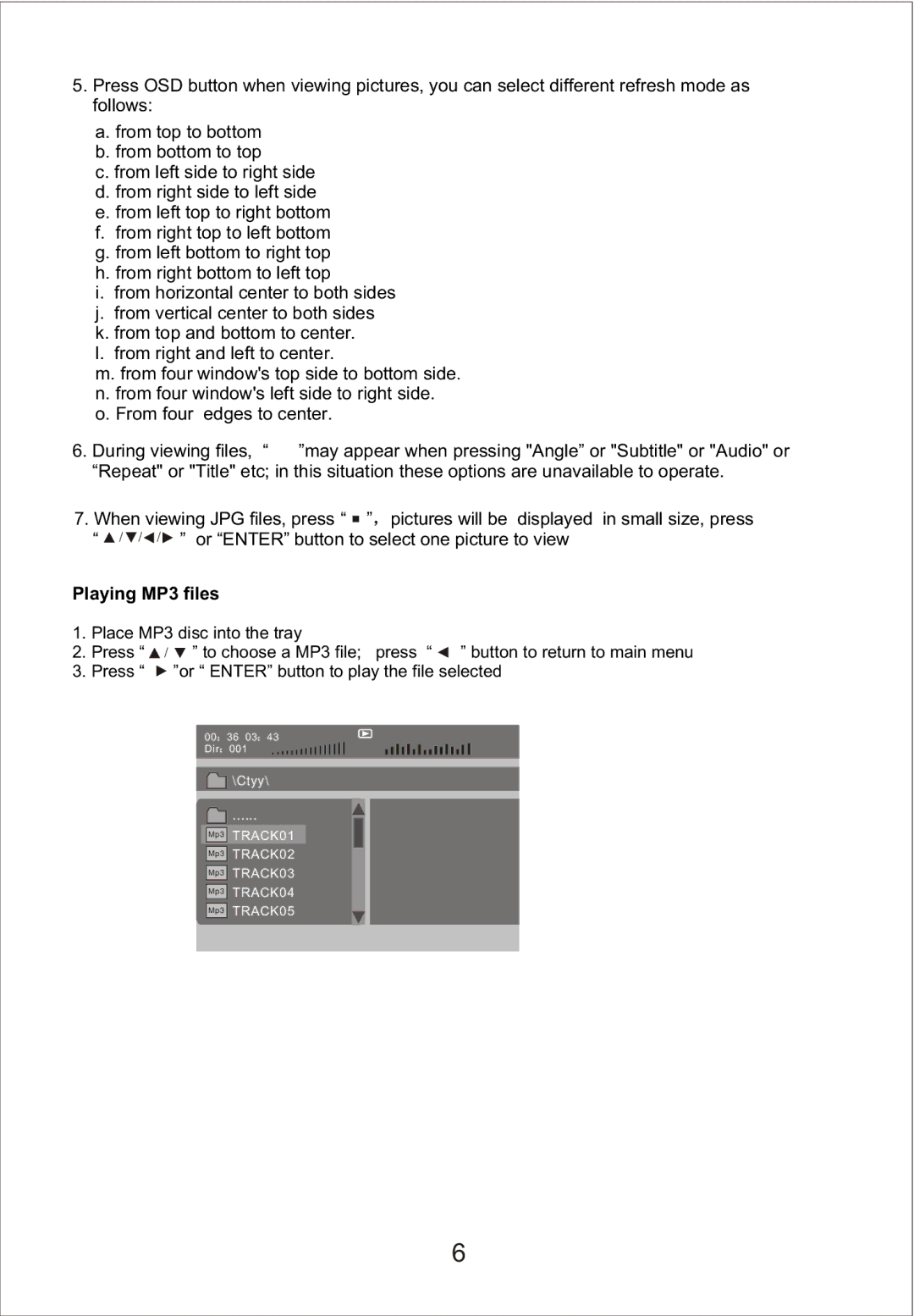 Sylvania SDVD9000 manual Playing MP3 files 