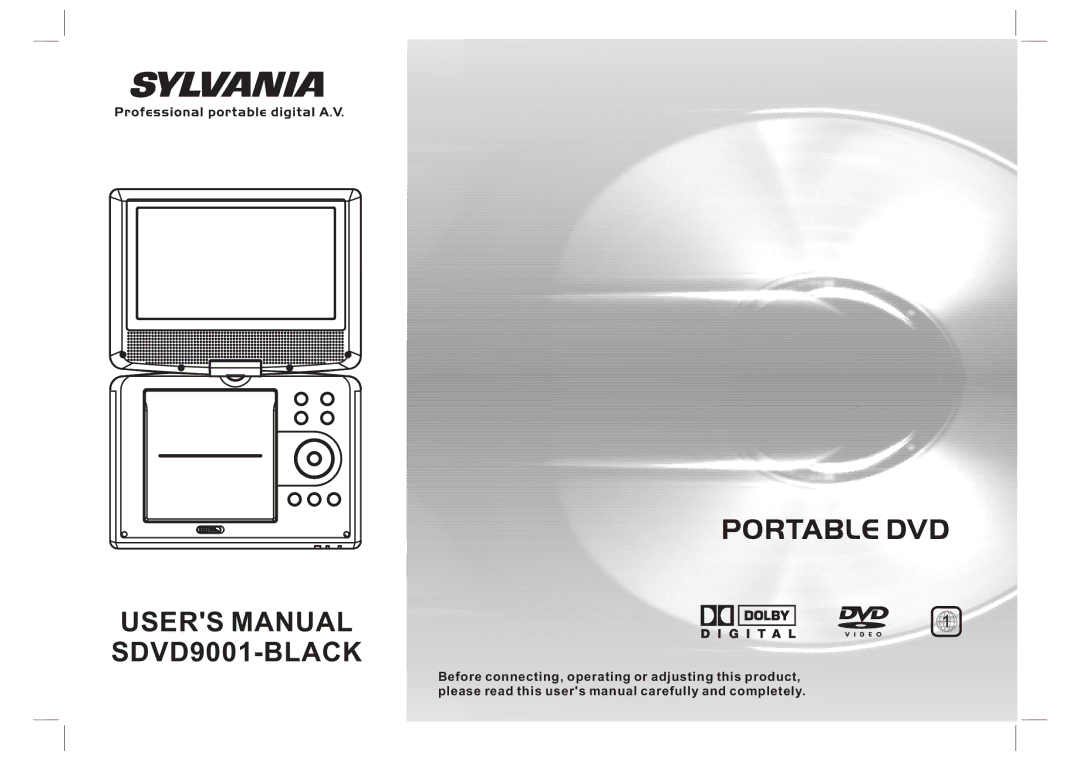 Sylvania SDVD9001-BLACK user manual Portable DVD 