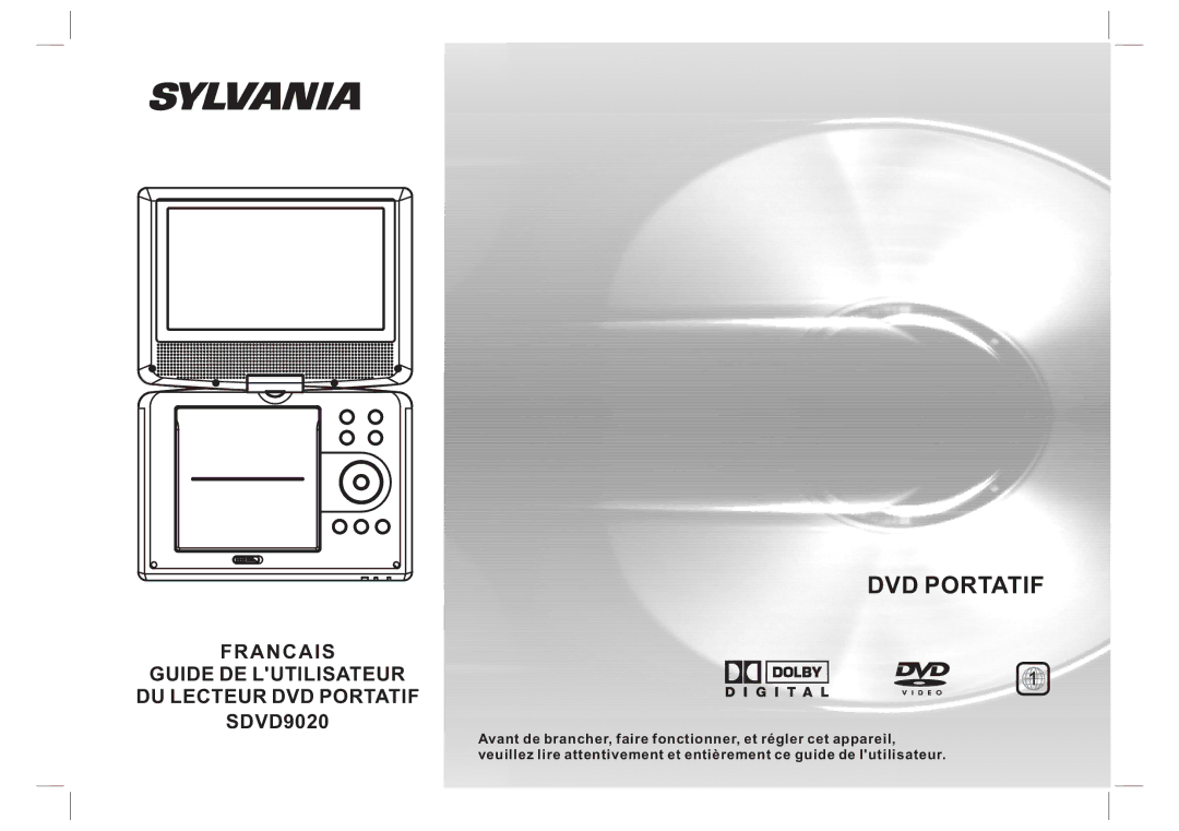 Sylvania SDVD9020 user manual DVD Portatif 