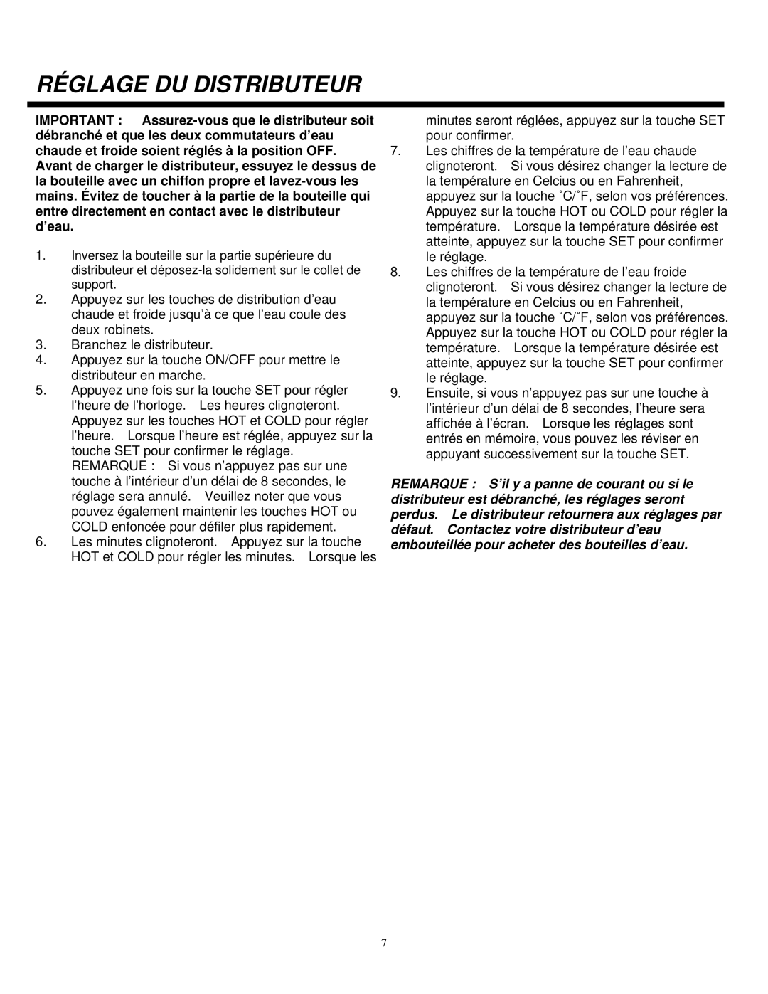 Sylvania SE80092 instruction manual Réglage DU Distributeur 