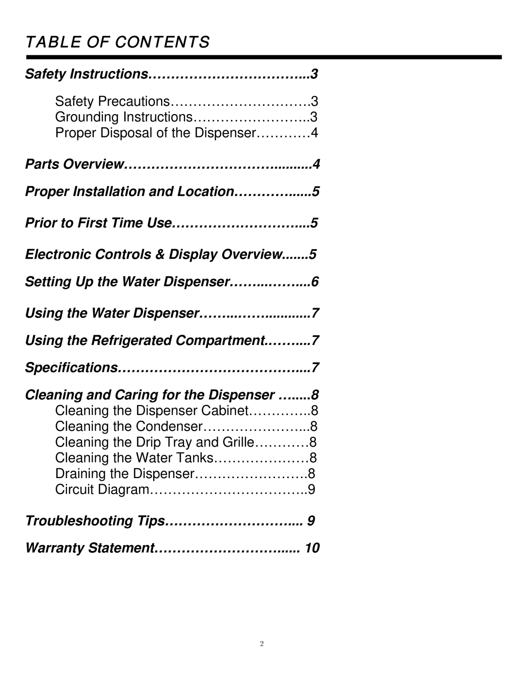 Sylvania SE80092 instruction manual Table of Contents 