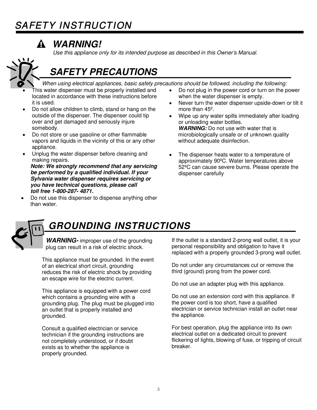 Sylvania SE80092 instruction manual Safety Instruction Safety Precautions, Grounding Instructions 