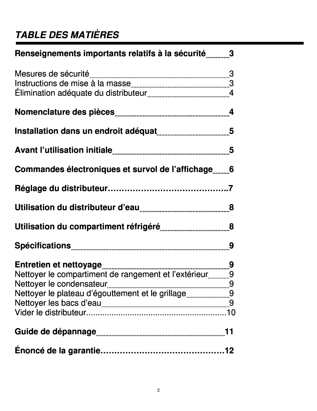 Sylvania SE80092 instruction manual Table Des Matières 