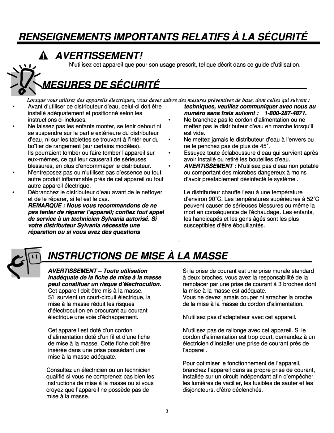 Sylvania SE80092 instruction manual Renseignements Importants Relatifs À La Sécurité, Avertissement, Mesures De Sécurité 