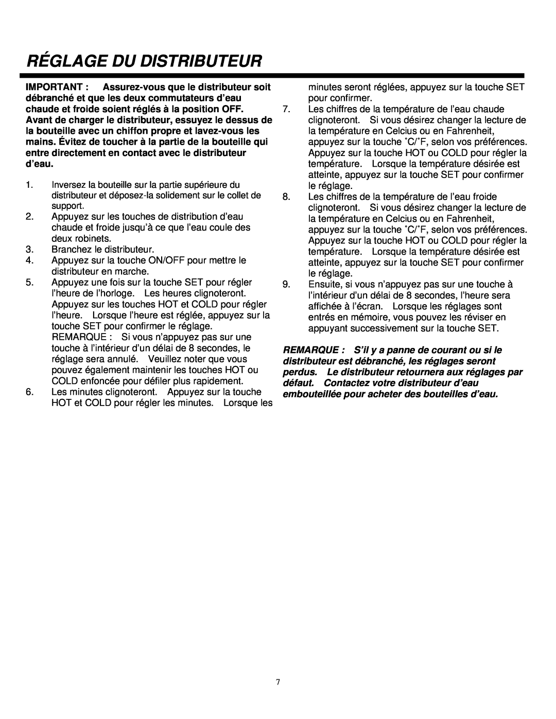 Sylvania SE80092 instruction manual Réglage Du Distributeur 
