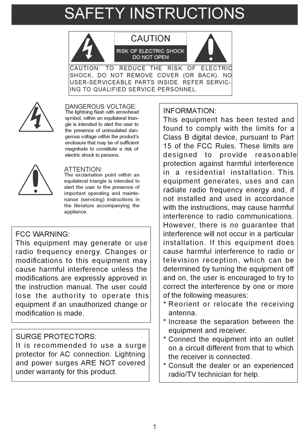 Sylvania SIP1005B owner manual Safety Instructions 