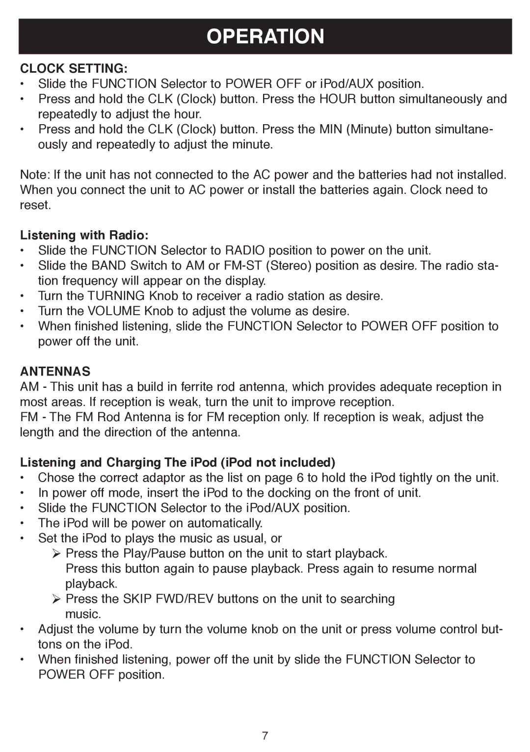 Sylvania SIP1005B owner manual Operation 