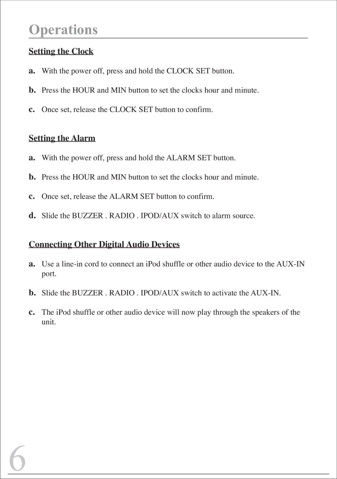 Sylvania SIP215 instruction manual Operations 