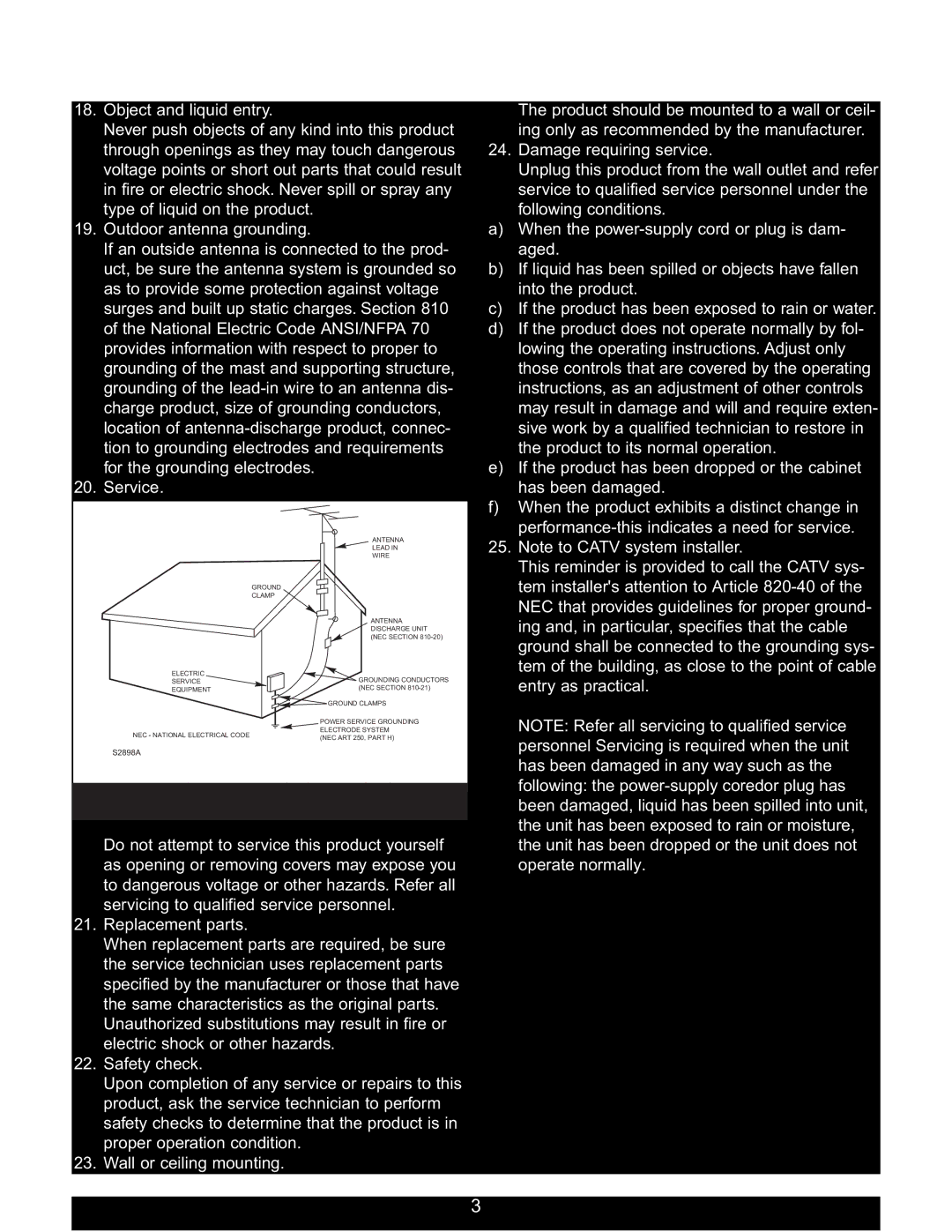 Sylvania SIP3050 instruction manual Example of Antenna Grounding AS PER National Electrical Code 