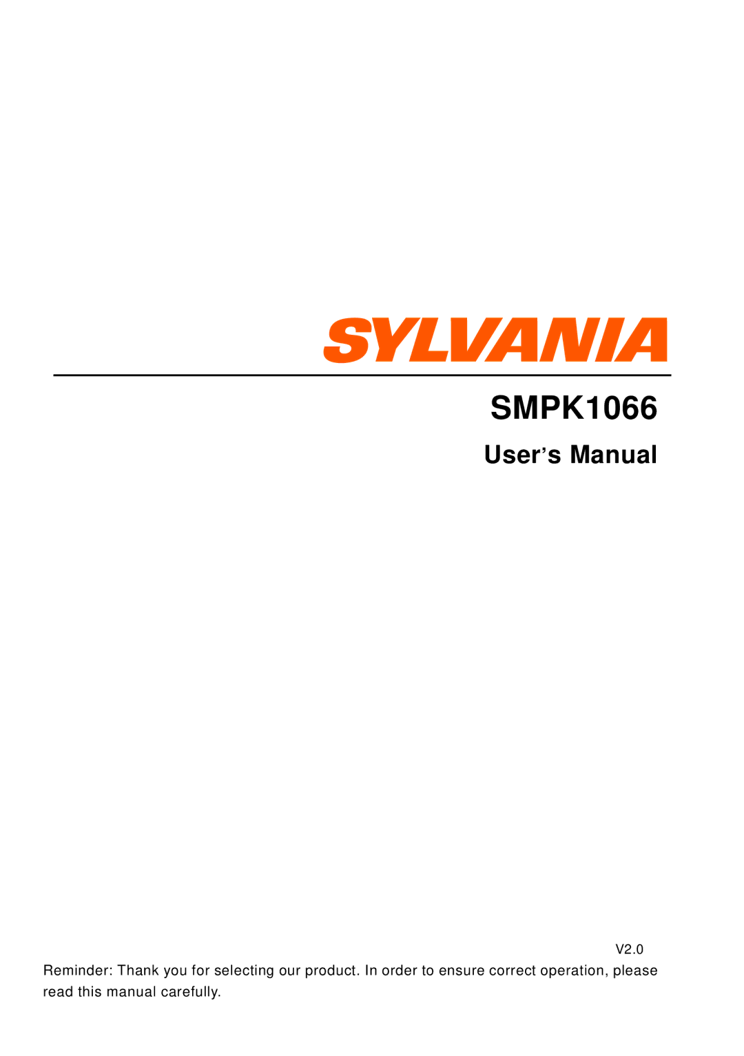 Sylvania SMPK1066 user manual 