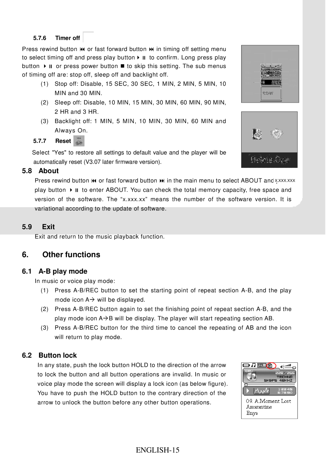 Sylvania SMPK1066 user manual Other functions, ENGLISH-15 