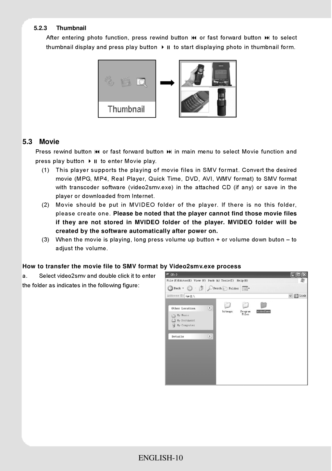 Sylvania SMPK2066 user manual ENGLISH-10, Movie, Thumbnail 