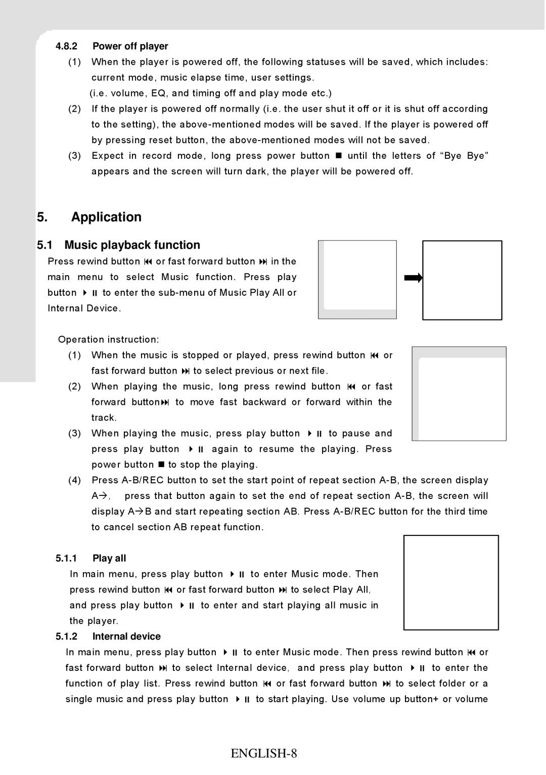 Sylvania SMPK2066 user manual Application, ENGLISH-8, Music playback function 