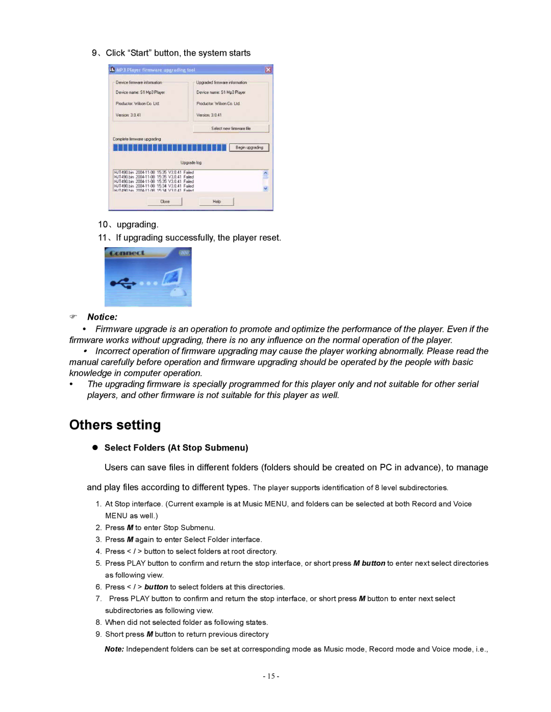 Sylvania SMPK2077 user manual Others setting, Select Folders At Stop Submenu 