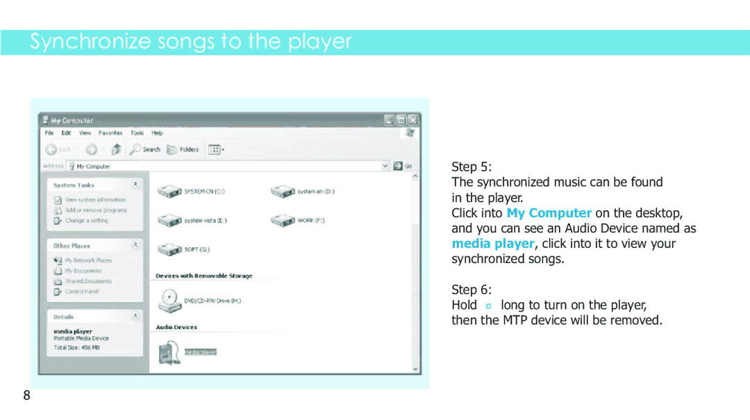 Sylvania SMPK2242 manual Synchronize songs to the player 