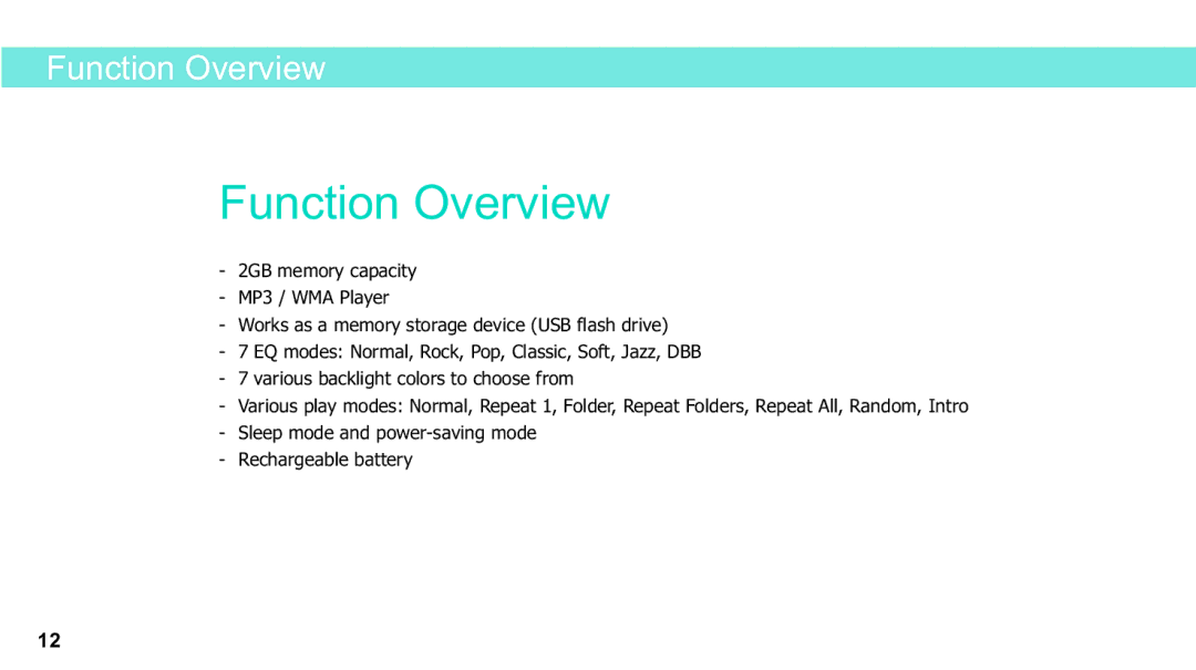 Sylvania SMPK2312 manual Function Overview 