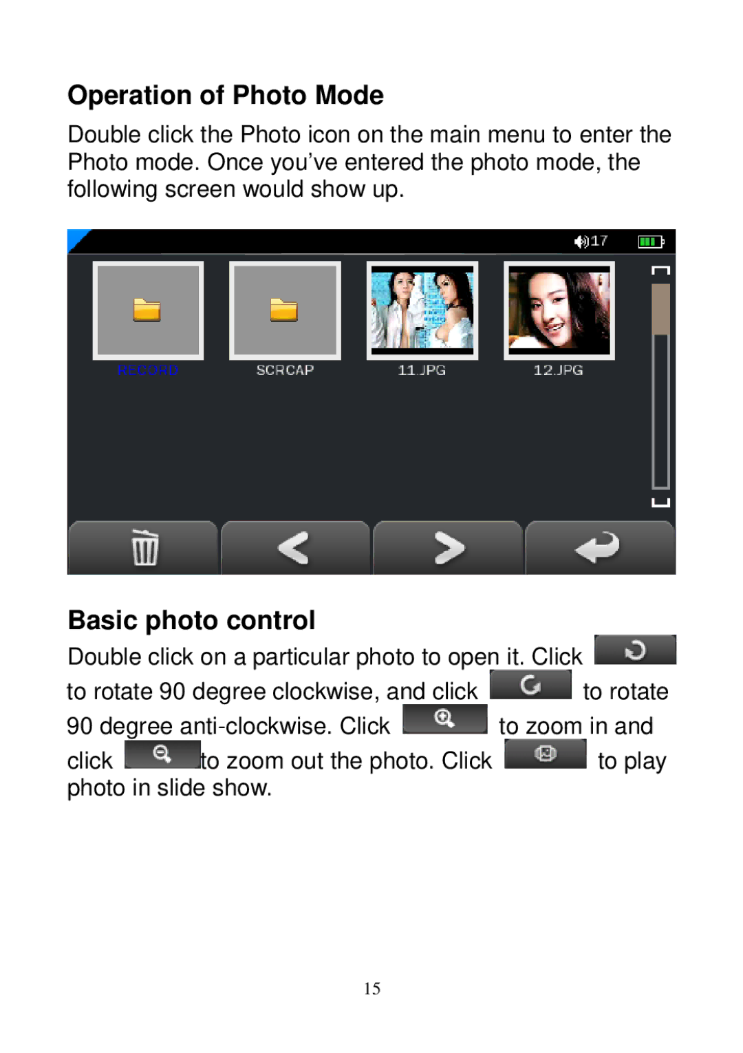 Sylvania SMPK3604 user manual Operation of Photo Mode, Basic photo control 