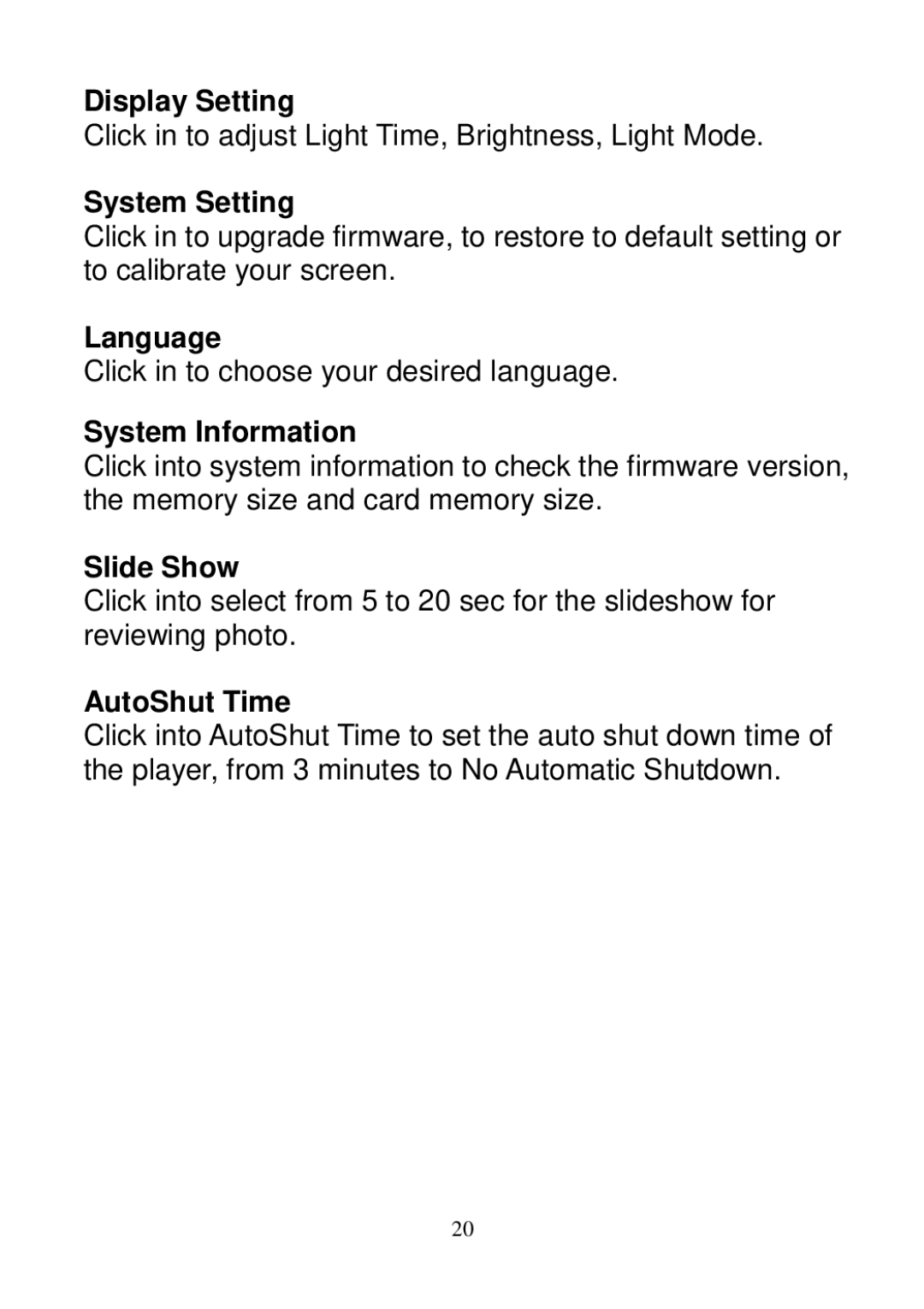 Sylvania SMPK3604 user manual Display Setting 