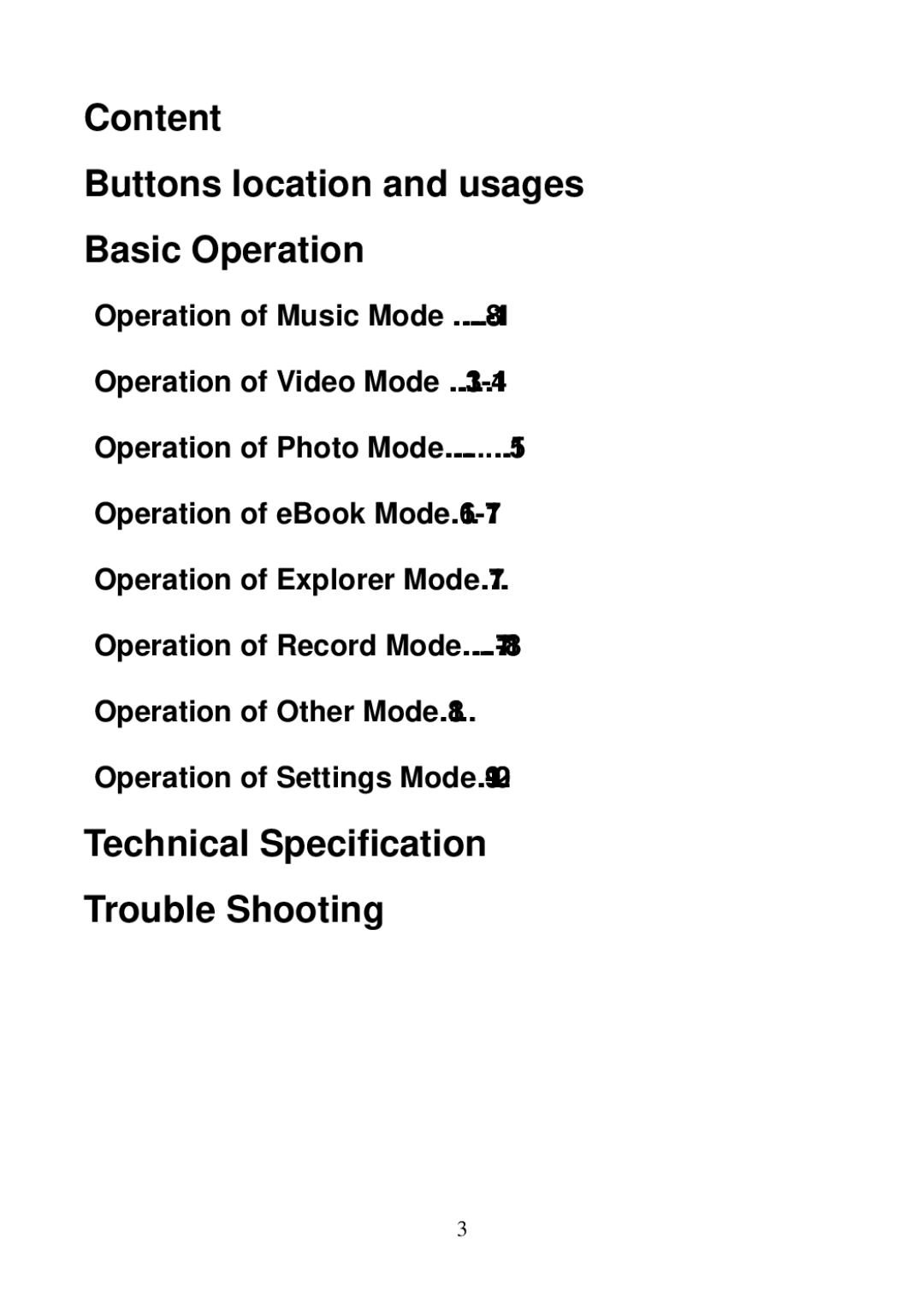 Sylvania SMPK3604 user manual Technical Specification Trouble Shooting 