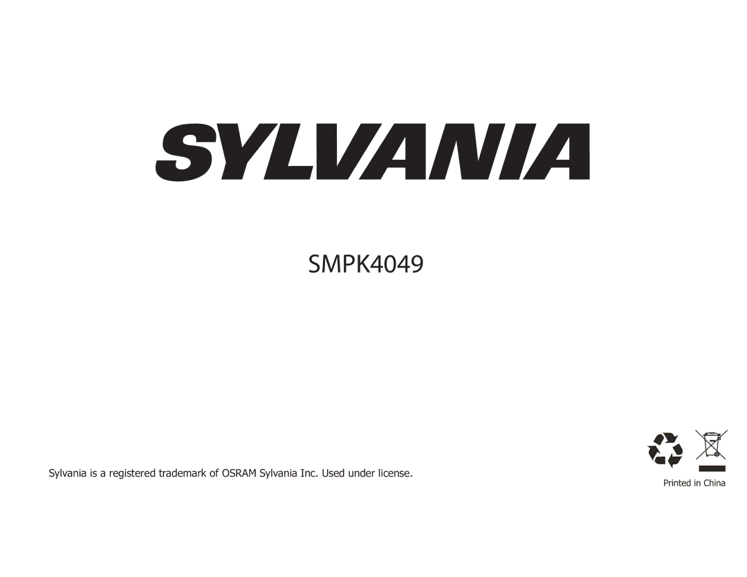 Sylvania SMPK4049 manual 